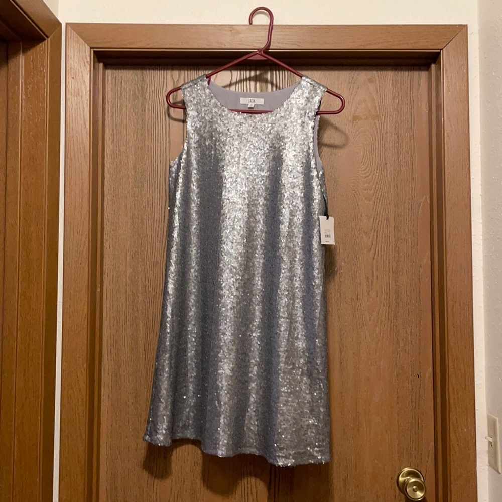 Silver Sequins Cocktail Dress